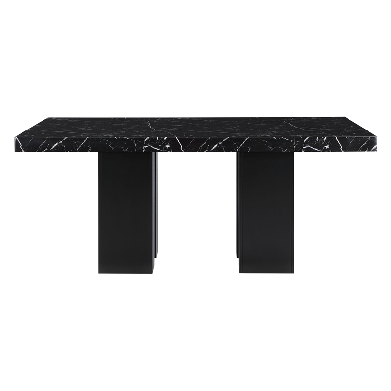 Global Furniture USA D03 Black Faux Marble Top and Pedestal Base Dining Table