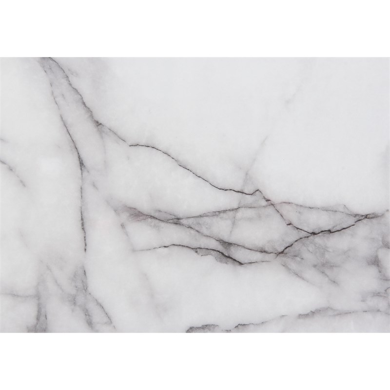 Global Furniture USA Ylime White High Gloss Marble Vanity With LED