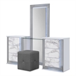 Global Furniture USA Ylime White High Gloss Marble Vanity Set with LED