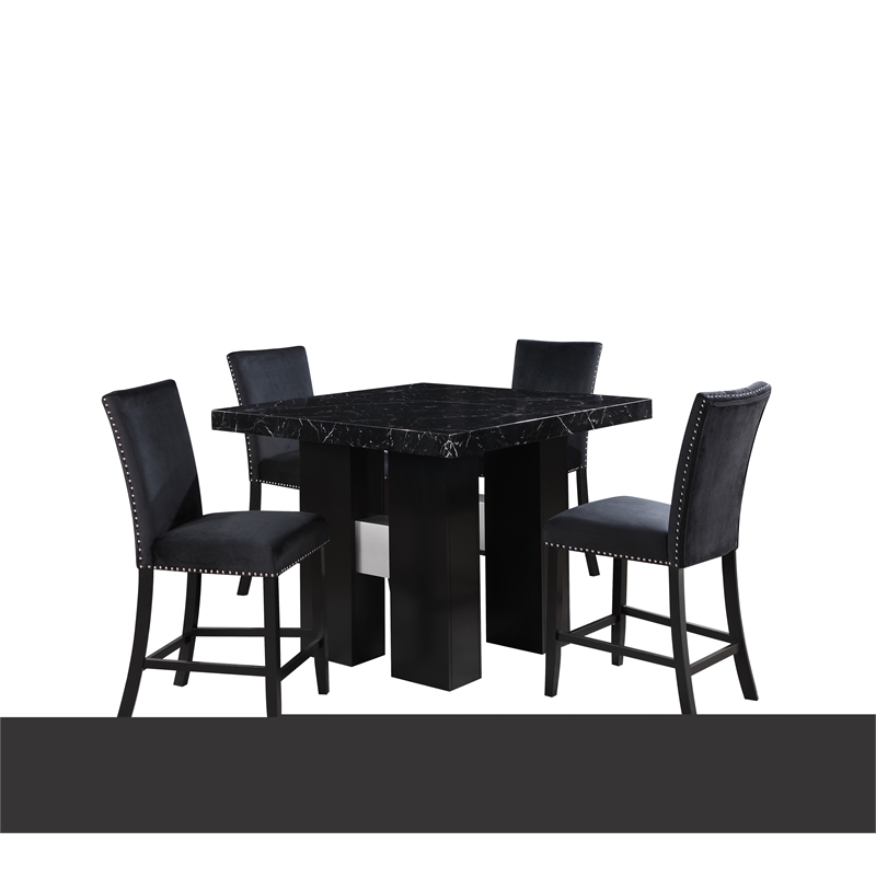 Global Furniture USA D04 Black Velvet Fabric Bar Stools - Set of Two