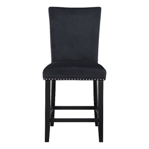 Global Furniture USA D04 Black Velvet Fabric Bar Stools - Set of Two