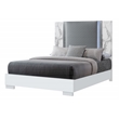 Global Furniture USA Ylime White High Gloss Marble Queen Bed with LED