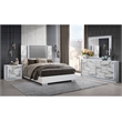 Global Furniture USA Ylime White High Gloss Marble Queen Bed with LED
