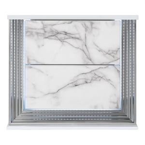 Global Furniture USA Ylime White High Gloss Marble 2-Drawer Nightstand With LED