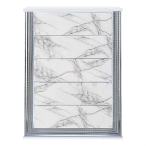 Global Furniture USA Ylime White High Gloss Marble Chest With LED