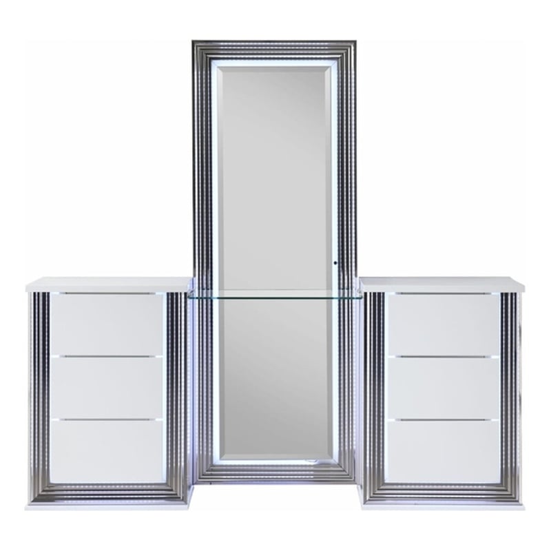 Global Furniture USA Ylime Smooth Engineered Wood White Vanity With LED