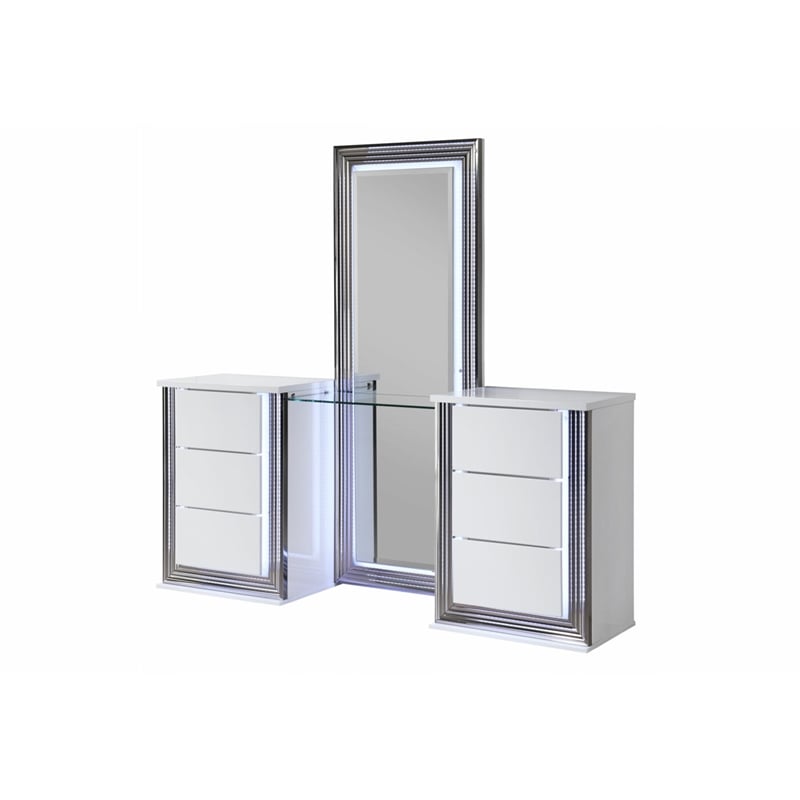 Global Furniture USA Ylime Smooth Engineered Wood White Vanity With LED