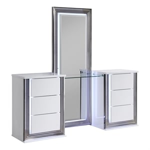 Global Furniture USA Ylime Smooth Engineered Wood White Vanity With LED