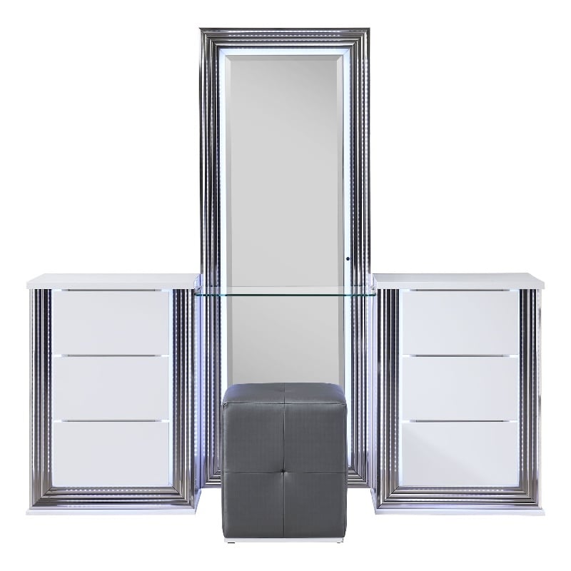 Global Furniture USA Ylime Smooth White Vanity Set