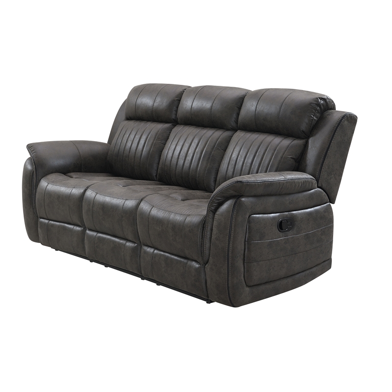 Global Furniture USA U8517 Charcoal Gray Fabric Reclining Sofa