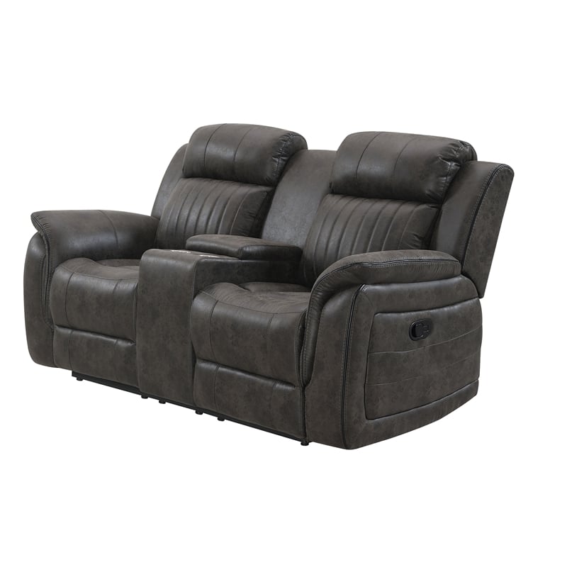 Global Furniture USA U8517 Gray Fabric Console Reclining Loveseat