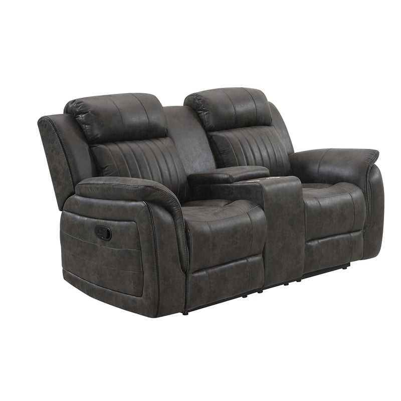 Global Furniture USA U8517 Gray Fabric Console Reclining Loveseat