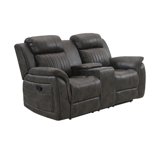Global Furniture USA U8517 Gray Fabric Console Reclining Loveseat