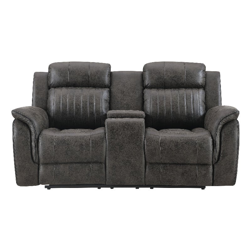 Global Furniture USA U8517 Gray Fabric Console Reclining Loveseat