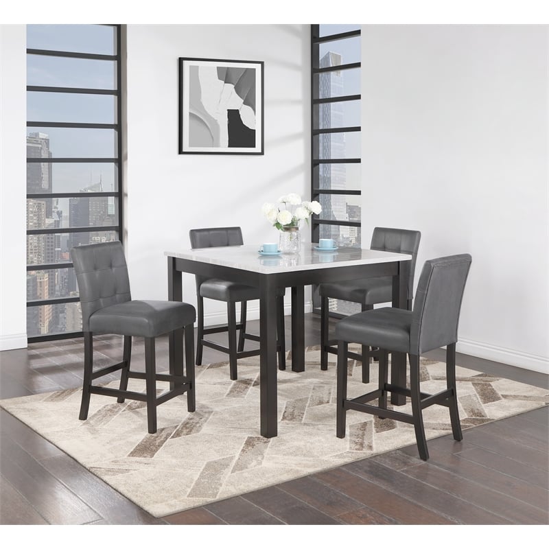 Global Furniture USA D4052 Light Gray 4 Piece Faux Marble Top Bar Set