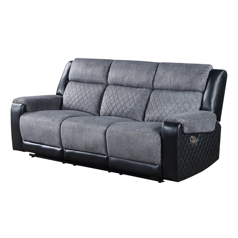 Global Furniture USA U5914 Gray/Black Fabric Reclining Sofa