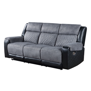 Global Furniture USA U5914 Gray/Black Fabric Reclining Sofa