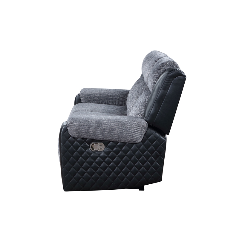 Global Furniture USA U5914 Gray/Black Fabric Reclining Sofa