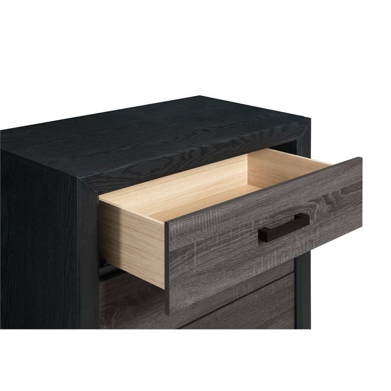 Global Furniture USA Lisbon Gray and Black Wooden 5-Drawer Chest