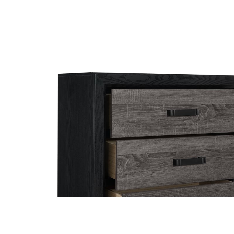Global Furniture USA Lisbon Gray and Black Wooden 5-Drawer Chest