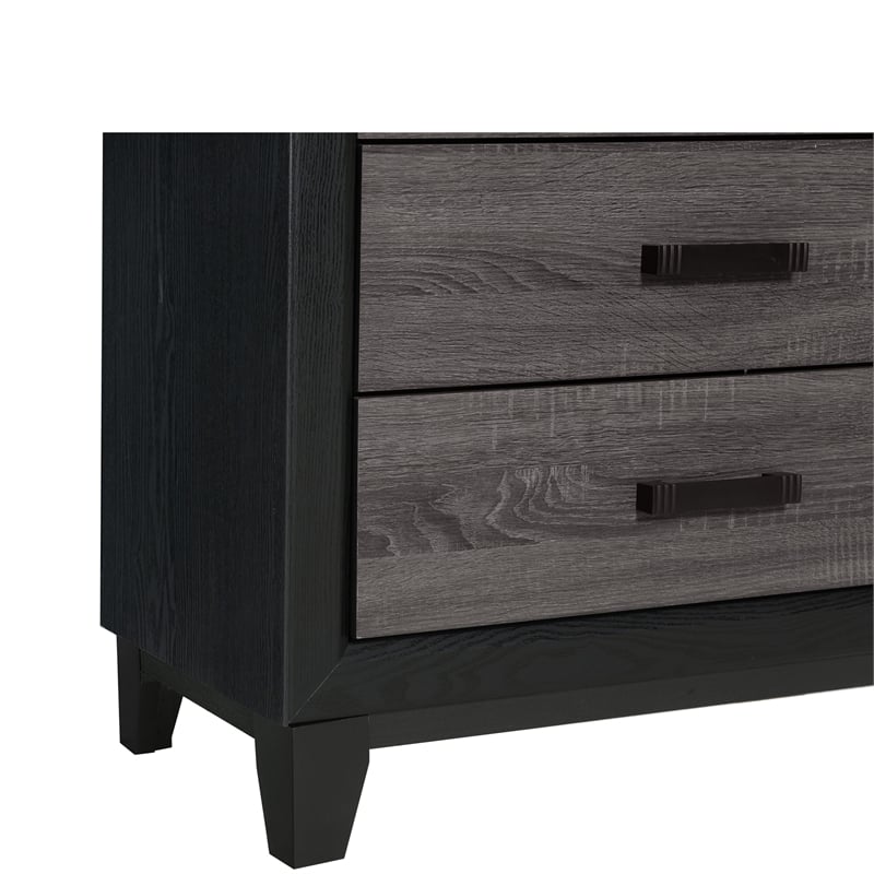 Global Furniture USA Lisbon Gray and Black Wooden 5-Drawer Chest