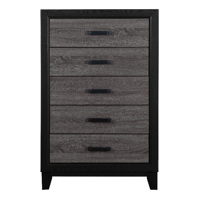 Global Furniture USA Lisbon Gray and Black Wooden 5-Drawer Chest