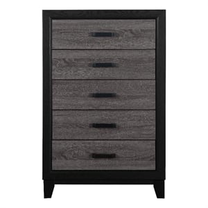Global Furniture USA Lisbon Gray and Black Wooden 5-Drawer Chest
