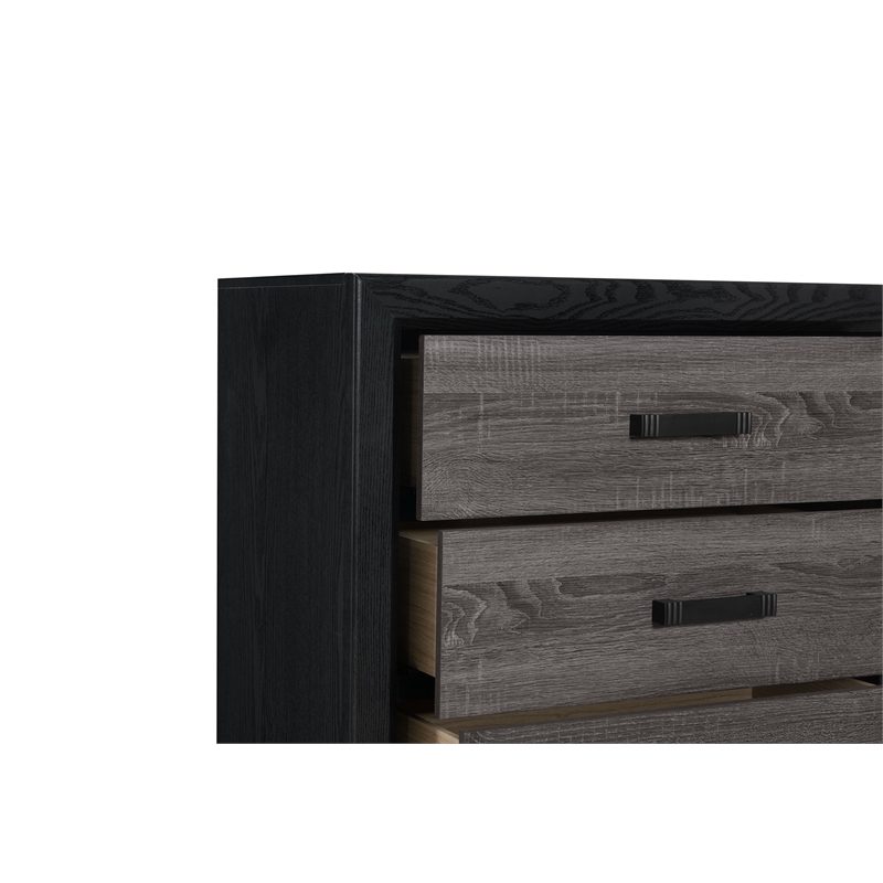 Global Furniture USA Lisbon Gray and Black 6-Drawer Wooden Dresser