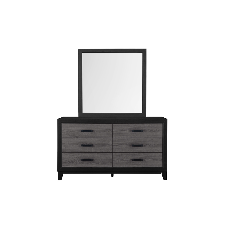 Global Furniture USA Lisbon Gray and Black 6-Drawer Wooden Dresser
