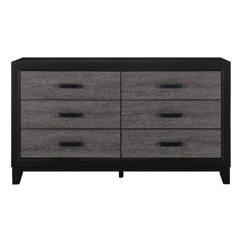 Global Furniture USA Lisbon Gray and Black 6-Drawer Wooden Dresser
