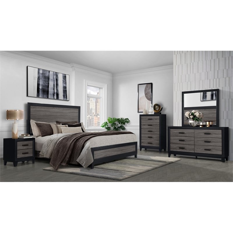 Global Furniture USA Lisbon Engineered Wood Full Bed in Dark Gray/Black
