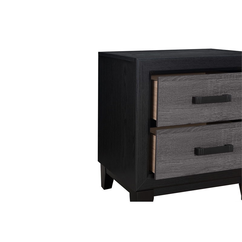 Global Furniture USA Lisbon Dark Gray and Black Wood 2-Drawer Nightstand