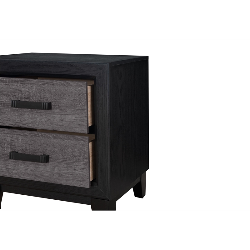 Global Furniture USA Lisbon Dark Gray and Black Wood 2-Drawer Nightstand