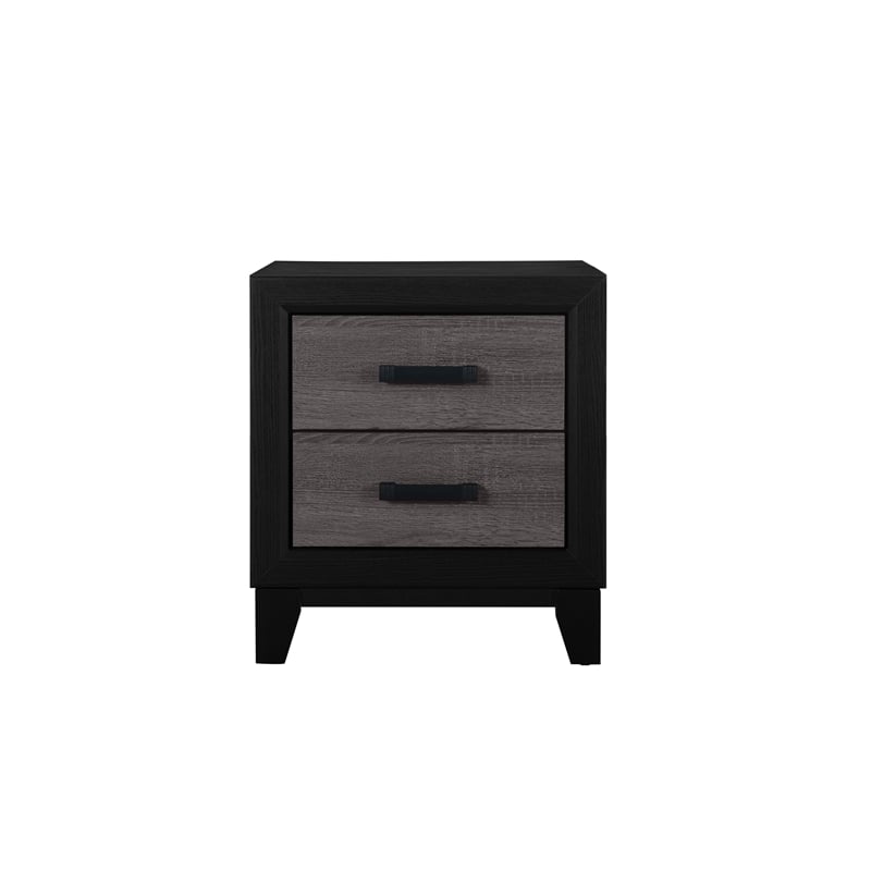 Global Furniture USA Lisbon Dark Gray and Black Wood 2-Drawer Nightstand