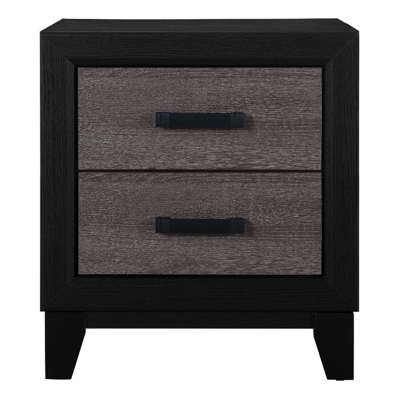 Global Furniture USA Lisbon Dark Gray and Black Wood 2-Drawer Nightstand