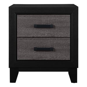 Global Furniture USA Lisbon Dark Gray and Black Wood 2-Drawer Nightstand