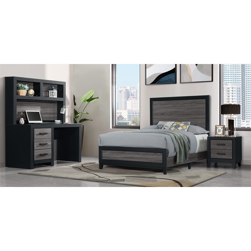 Global Furniture USA Lisbon Engineered Wood Queen Bed in Dark Gray/Black
