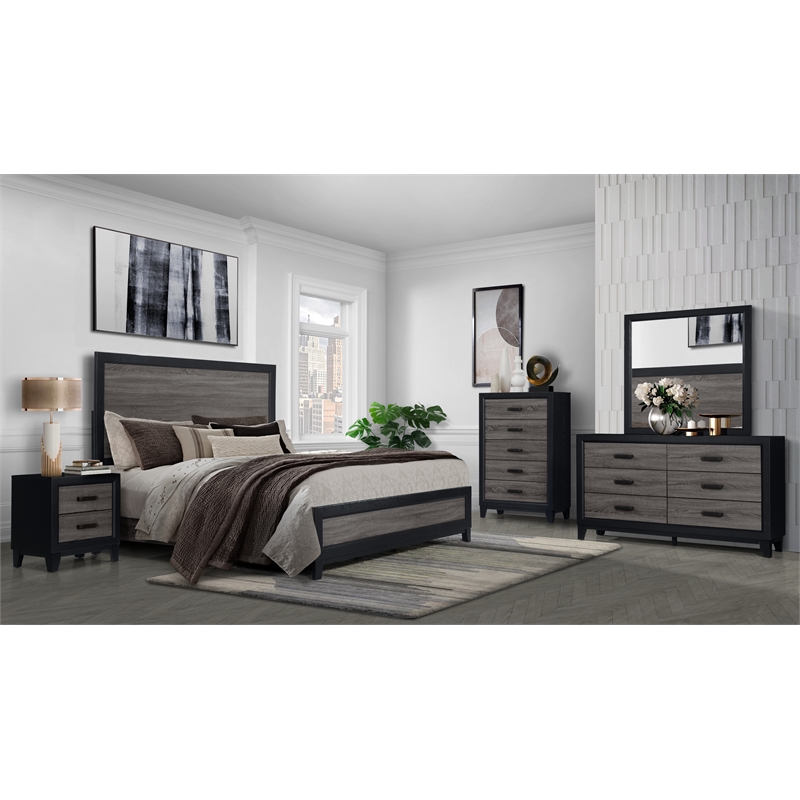Global Furniture USA Lisbon Engineered Wood Queen Bed in Dark Gray/Black