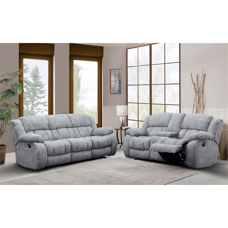 Global Furniture USA U250 Gray Fabric Console Reclining Loveseat