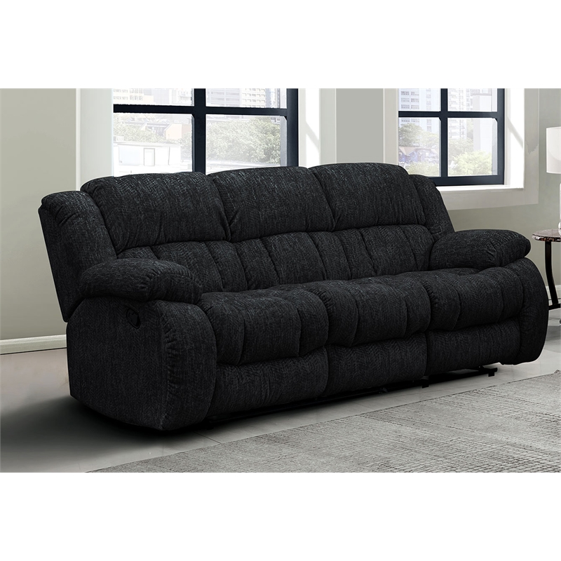 Global Furniture USA U250 Ebony Fabric Reclining Sofa