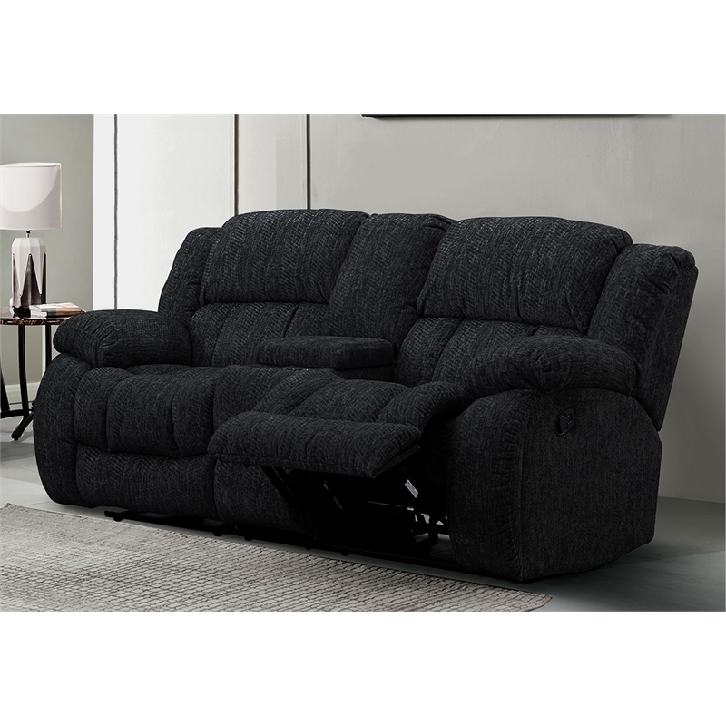 Global Furniture USA U250 Ebony Fabric Console Reclining Loveseat