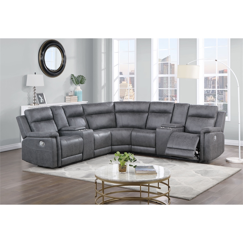 Global Furniture USA U1797 Gray Beige Fabric Sectional