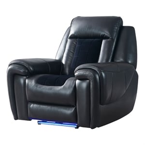 global furniture usa u0700 blanche black/velvet fabric power recliner with led