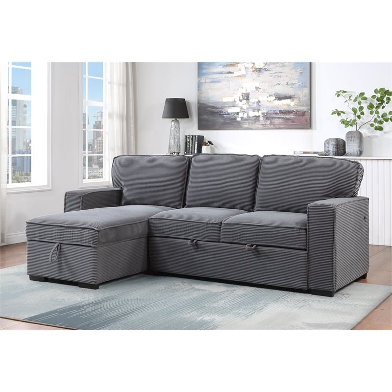 Global Furniture USA U0203 Light Gray Fabric Pull Out Sofa Bed