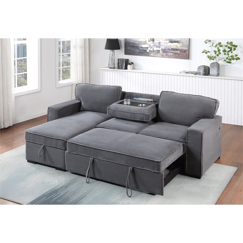 Global Furniture USA U0203 Light Gray Fabric Pull Out Sofa Bed