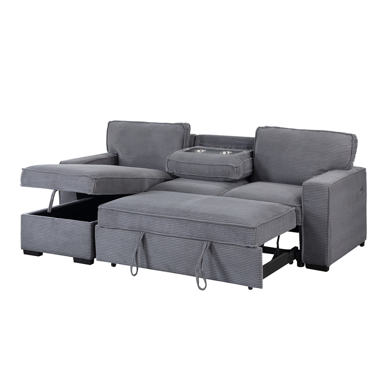 Global Furniture USA U0203 Light Gray Fabric Pull Out Sofa Bed