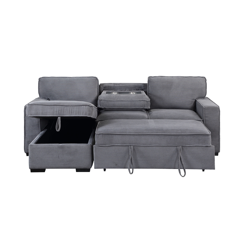 Global Furniture USA U0203 Light Gray Fabric Pull Out Sofa Bed