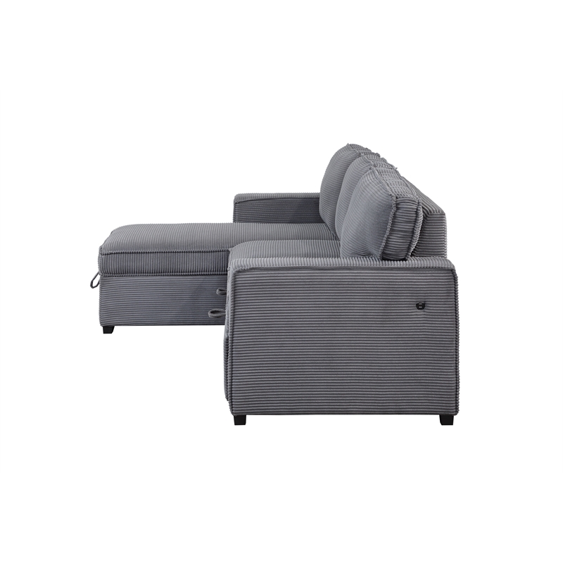 Global Furniture USA U0203 Light Gray Fabric Pull Out Sofa Bed
