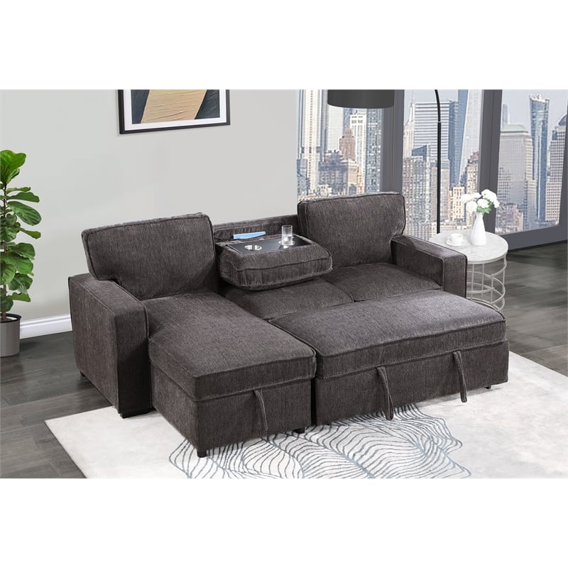 Global Furniture USA U0203 Dark Gray Fabric Pull Out Sofa Bed