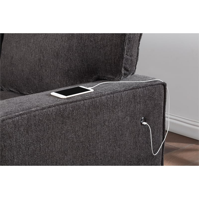 Global Furniture USA U0203 Dark Gray Fabric Pull Out Sofa Bed